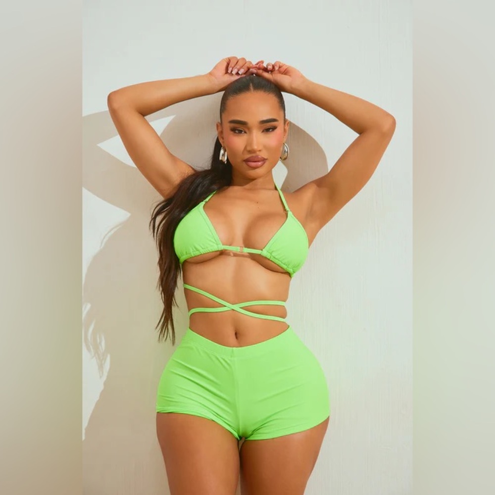 Fashion Nova 
Miley Triangle 2 Piece Boyshort Bikini - Green